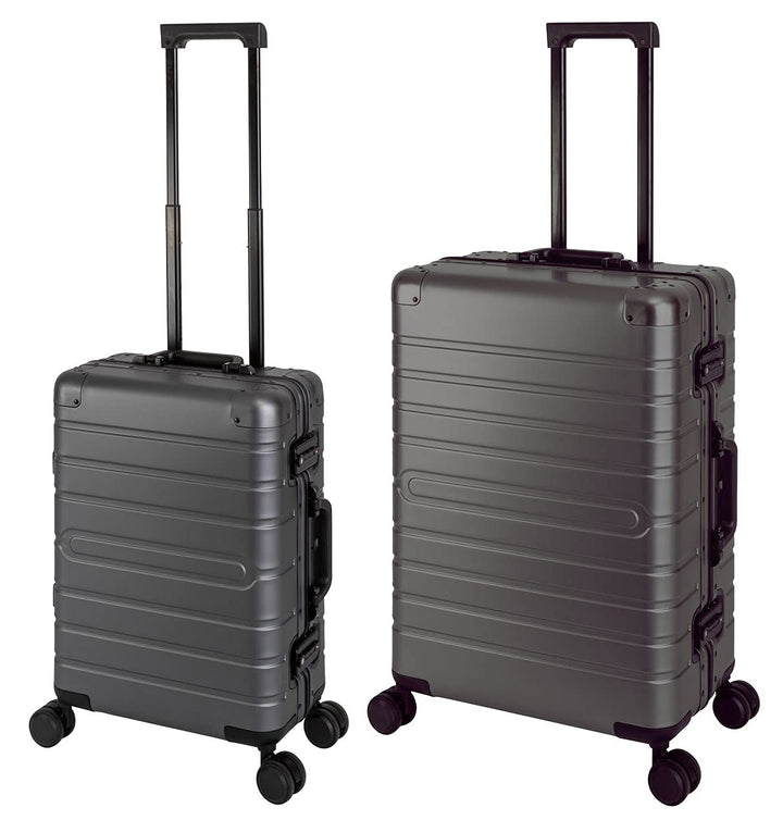 Travelhouse Oslo Alu Reisekoffer Graphit S-55cm & M-65cm Hartschalenkoffer Reise Trolley Koffer Set