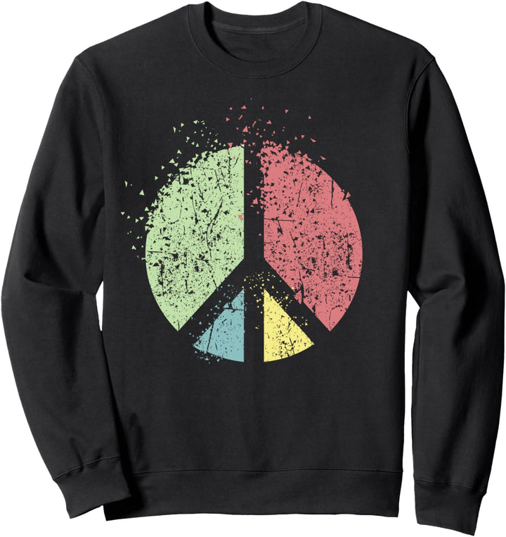 Retro Verschwinden Frieden Zeichen Hippie Friedenssymbol Kun Sweatshirt