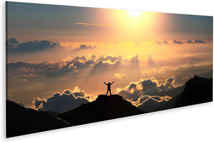islandburner Bild auf Leinwand Person Auf Berggipfel Über Den Wolken Bilder Wandbilder Poster Leinwa