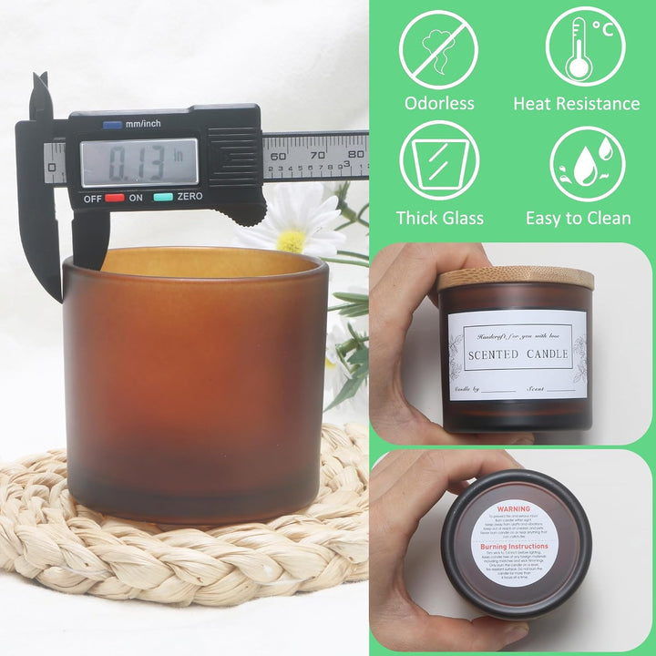 MILIVIXAY 20 Stück 118 ml Milchglas-Bernstein-Kerzengläser mit Deckeln und Kerzenherstellungs-Kits –