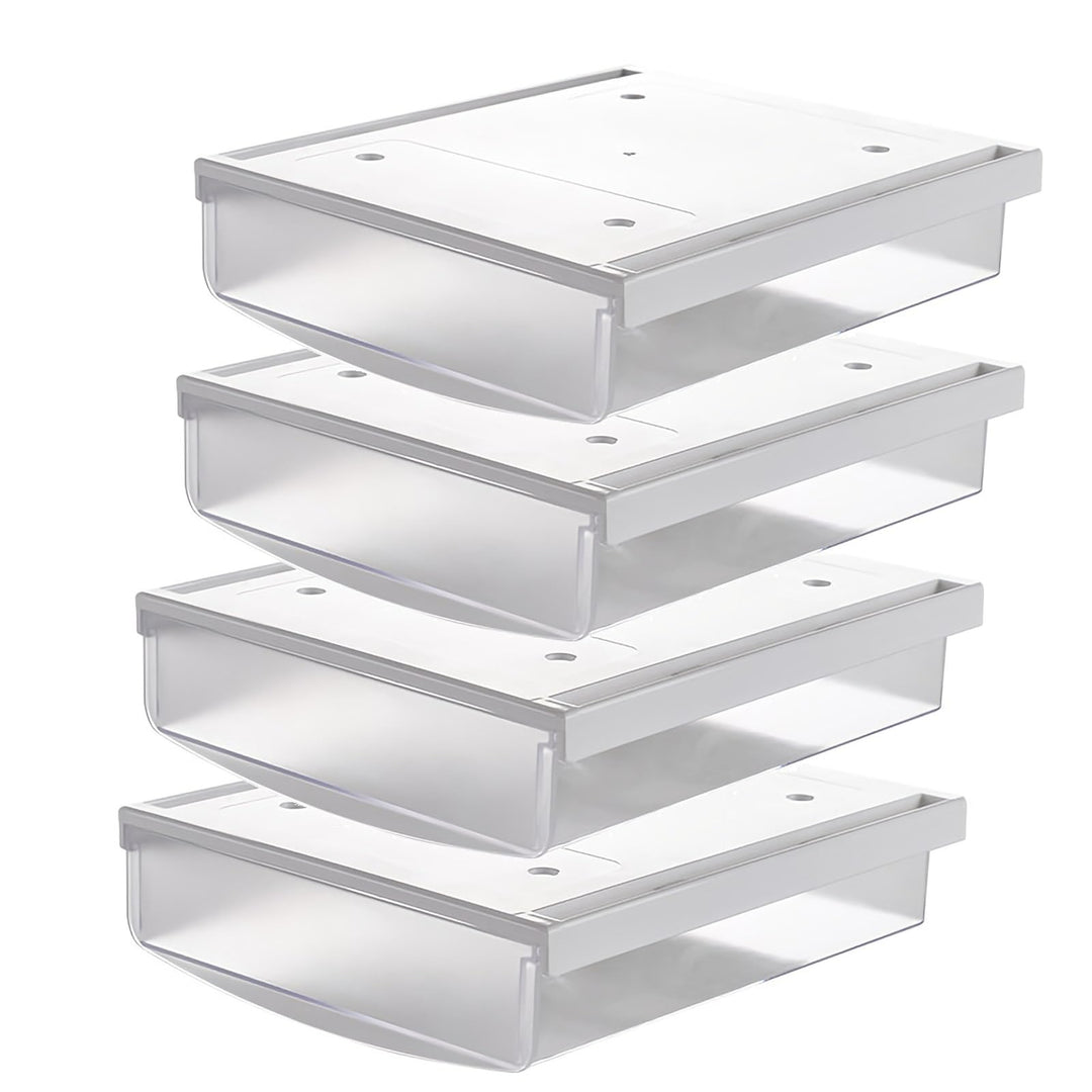 TUKA 4X 3,5L Unterschreibtisch-Schubladen 24x21x8cm, Selbstklebende Schubladen, Versteckte Unterbaus