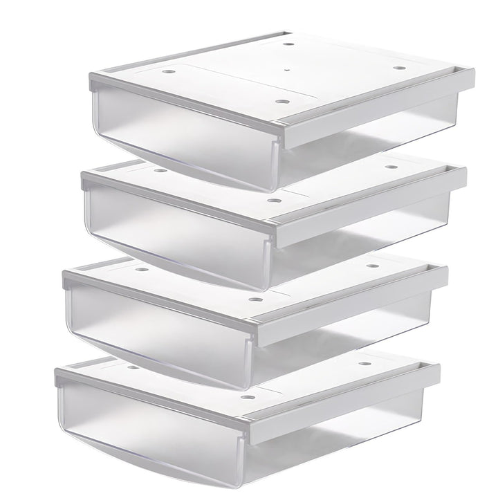 TUKA 4X 1,7L Unterschreibtisch-Schubladen 21x18x5,4cm, Selbstklebende Schubladen, Versteckte Unterba
