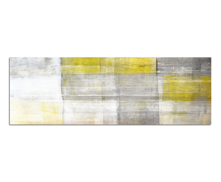 Paul Sinus Art Panoramabild auf Leinwand und Keilrahmen 150x50cm Malerei Kunst abstrakt gelb grau