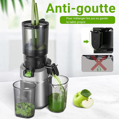 AMZCHEF 250W Automatischer All-In-One Entsafter, 135MM Öffnung und 1,8L Entsafter für Gemüse und Obs