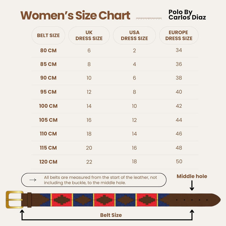 CARLOS DIAZ Herren Damen Premium Unisex Braunes Leder Bestickt Designer Polo Gürtel