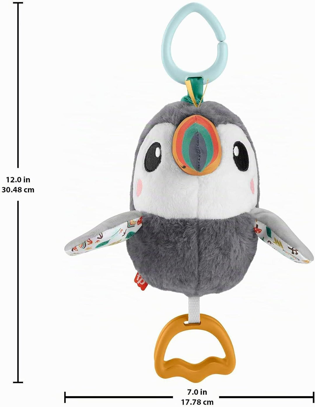 Fisher-Price Flap &amp; Go Tukan - Plüschiges Kinderwagenspielzeug, fördert Feinmotorik und sensorische