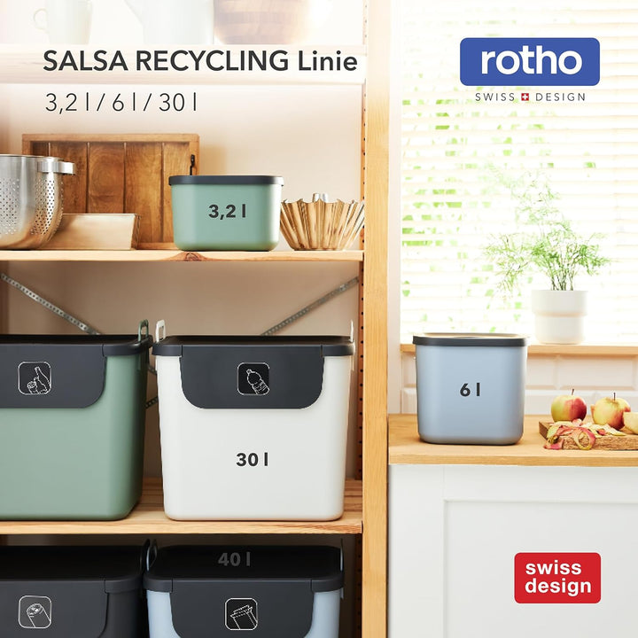 Rotho Salsa Biomülleimer 6 l mit Deckel Komposteimer, integrierte Hängevorrichtung, 23,5×20,2×20,8cm