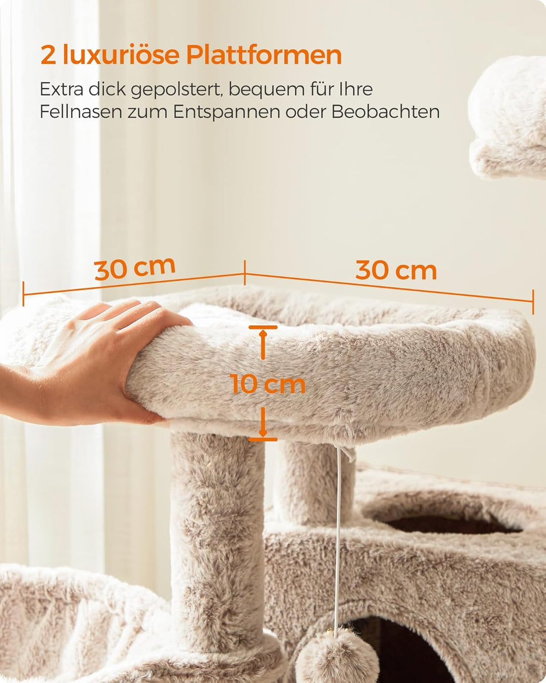 Feandrea Kratzbaum gross, Katzenbaum mit weichem Bezug, für grosse Katzen, Ombré-Braun-Weiss PCT162M