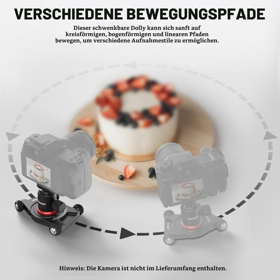 NEEWER Kamera Slider Dolly mit Kugelkopf und Telefonklemme, 4 rädriger Tisch Dolly mit 360° Panorama
