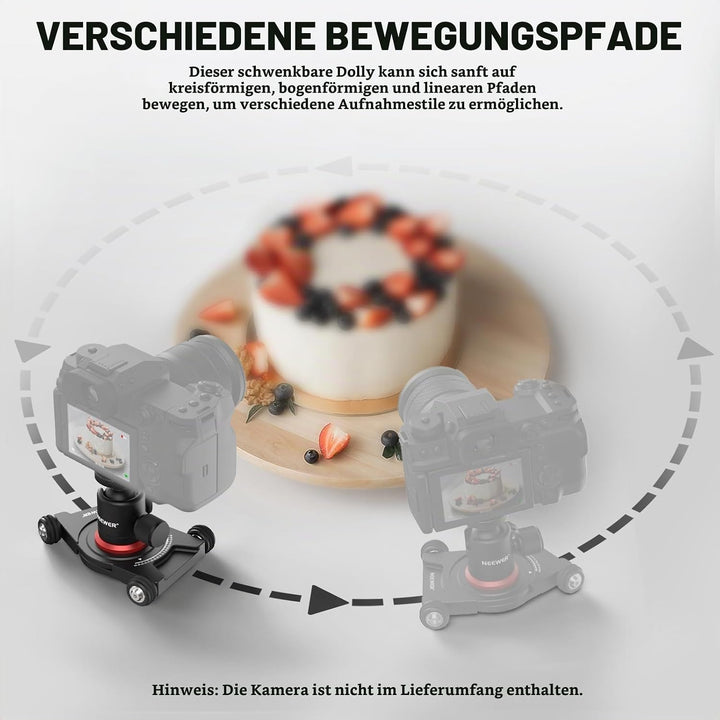 NEEWER Kamera Slider Dolly mit Kugelkopf und Telefonklemme, 4 rädriger Tisch Dolly mit 360° Panorama
