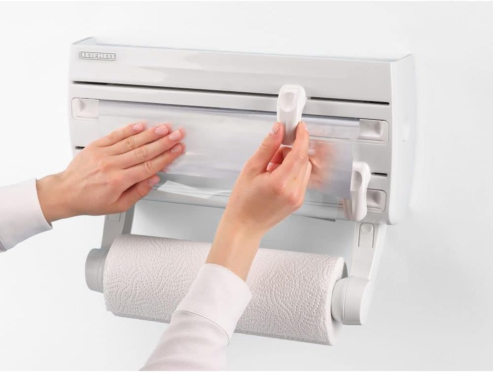 Leifheit Wandrollenhalter Parat F2 ComfortLine-Serie für insgesamt 3 Rollen, Folienschneider mit Abs