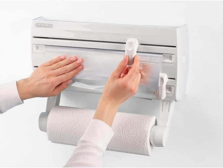 Leifheit Wandrollenhalter Parat F2 ComfortLine-Serie für insgesamt 3 Rollen, Folienschneider mit Abs