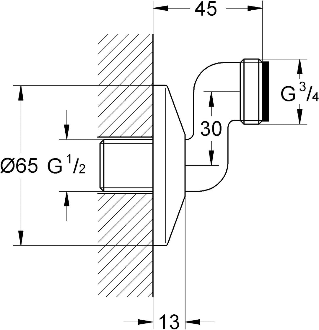 Grohe S-Anschluss Exzenter 30 12005000 30 mm, 30 mm