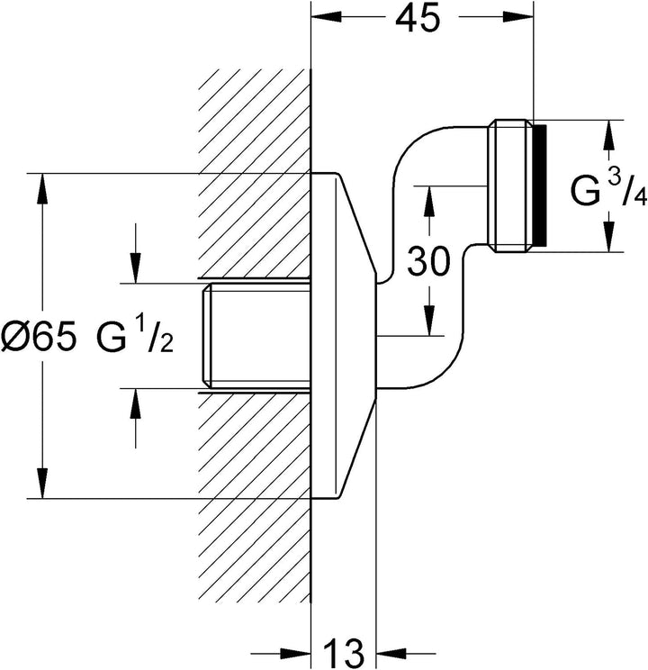 Grohe S-Anschluss Exzenter 30 12005000 30 mm, 30 mm