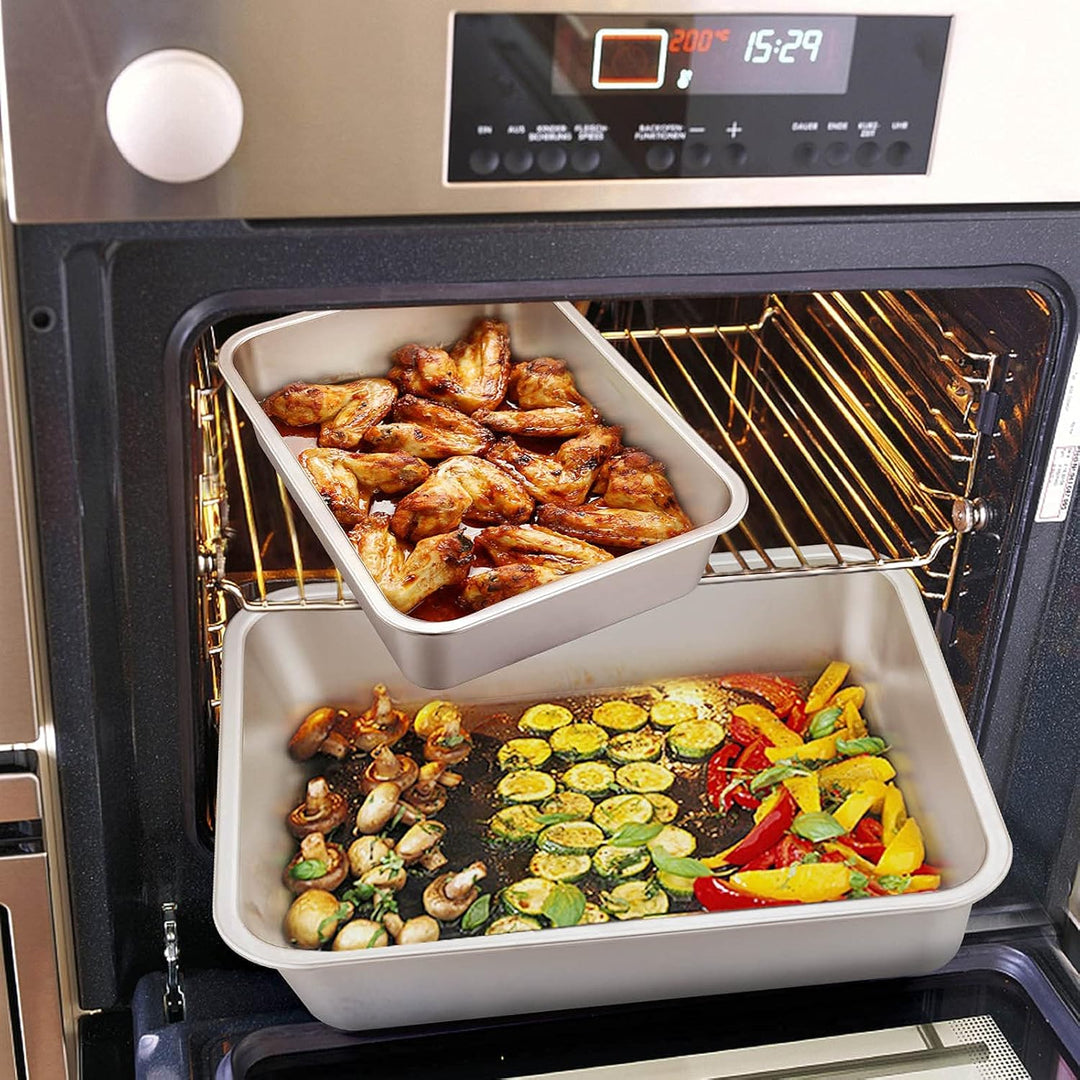 Homikit Auflaufform 2er Set, Edelstahl Rechteckig Kuchenform Backform Tiramisu form, Ofenform ideal