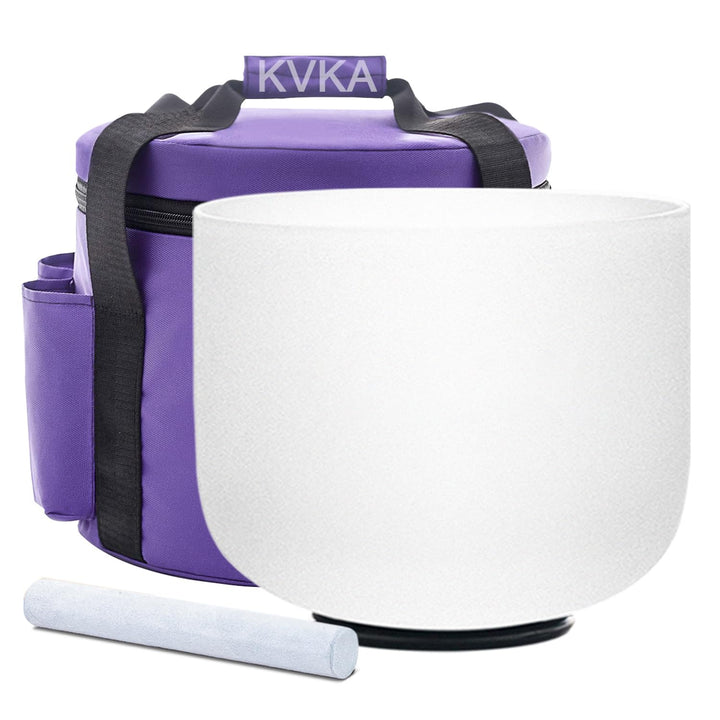 KVKA 20cm Klangschalen, 432Hz E note 8 inch Weiss Chakra Klangschale für Yoga Meditation Sound Heali