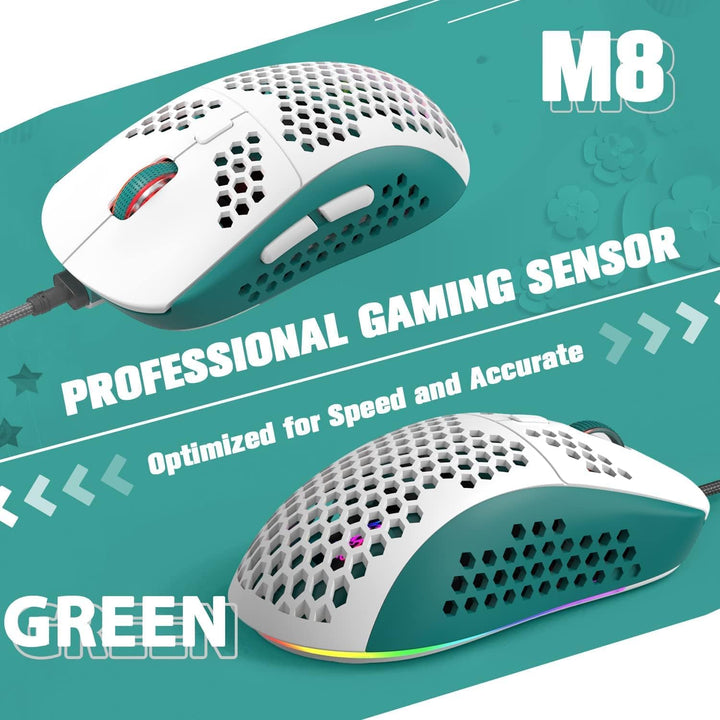 YINDIAO T8 60% RGB Gaming Tastatur und Maus Set + Gewendeltes USB-C Kabel,Kabelgebundene Mechanische