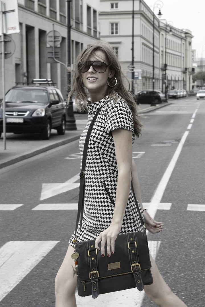 Catwalk Collection Handbags - Leder - Umhängetasche - ABBEY ROAD Schwarz, Schwarz