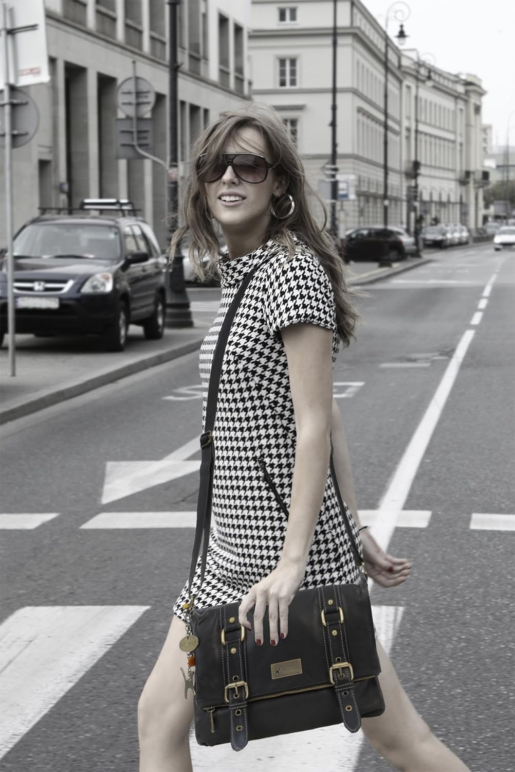 Catwalk Collection Handbags - Leder - Umhängetasche - ABBEY ROAD Dunkelgbleu, Dunkelgbleu