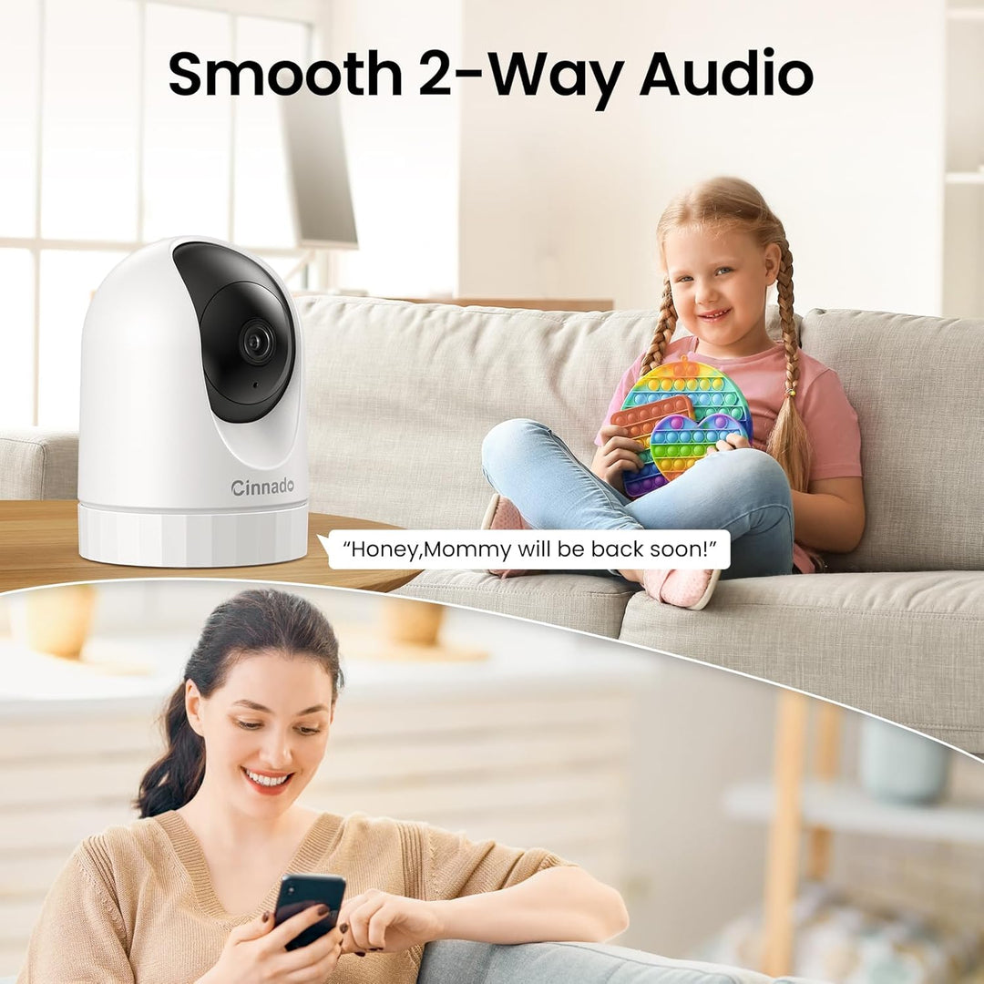 Cinnado Überwachungskamera Innen - 2K 3MP Babyphone mit Kamera, 360 Grad WLAN Indoor Hundekamera mit