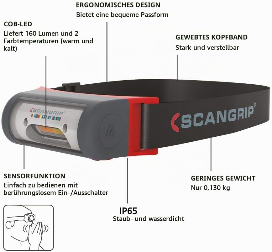 Scangrip 03.5446 I-MATCH 2 Stirnlampe für perfekte Farbanpassung