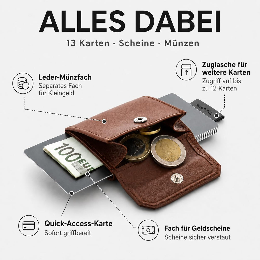 Jaimie Jacobs Minimalist Wallet Nano Boy Pocket Mini Geldbörse aus Textil mit Zugband schmaler Karte