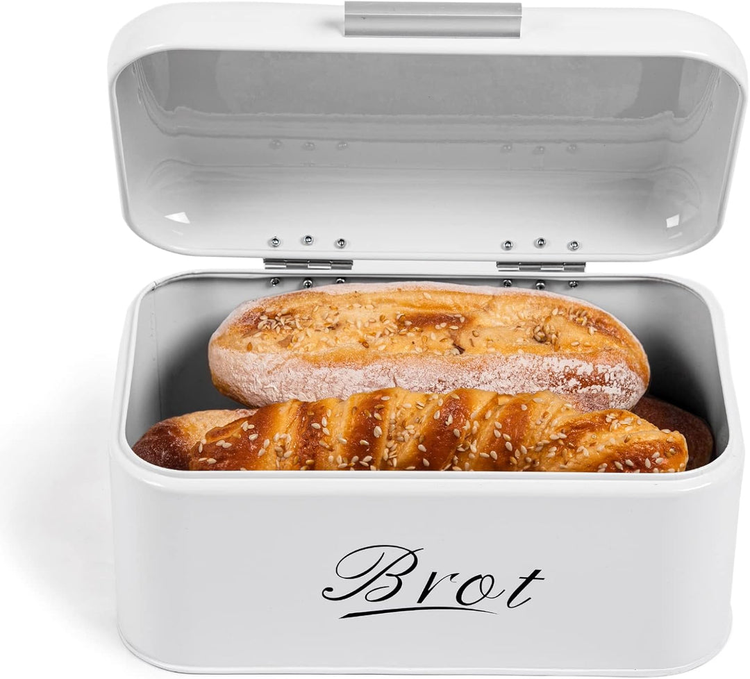 Theo&Cleo Brotkasten mit Deckel, Grosser Knäckebrot Box aus Metall, Brotaufbewahrungsbox Bread box,