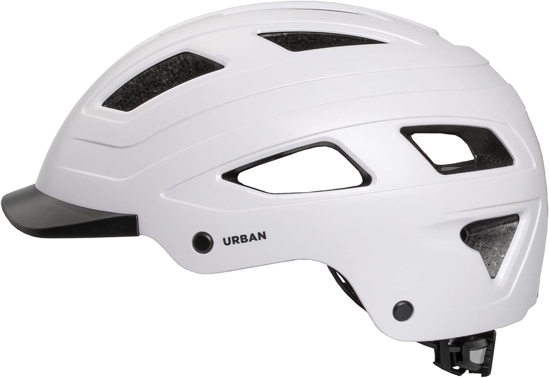 M-Wave Unisex-Adult URBAN Helm für Erwachsene/Jugendliche L, 59 - 61 cm Ohne Rücklicht Weiss, L, 59