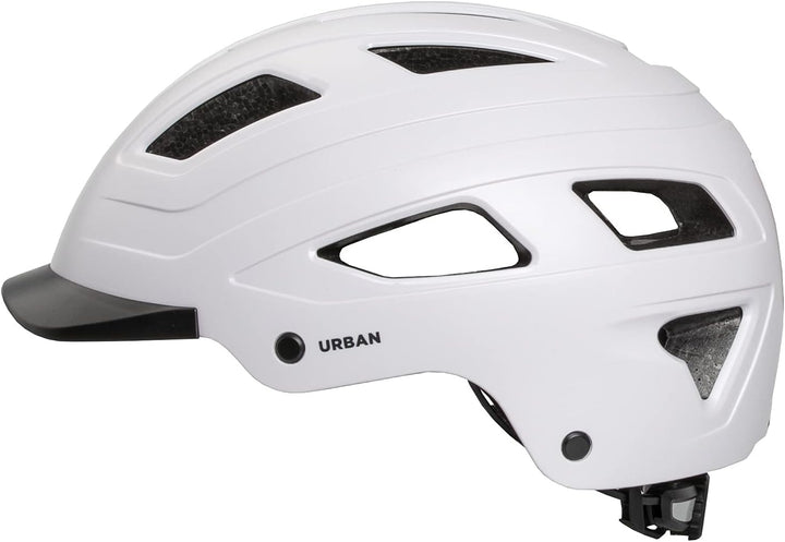 M-Wave Unisex-Adult URBAN Helm für Erwachsene/Jugendliche L, 59 - 61 cm Ohne Rücklicht Weiss, L, 59
