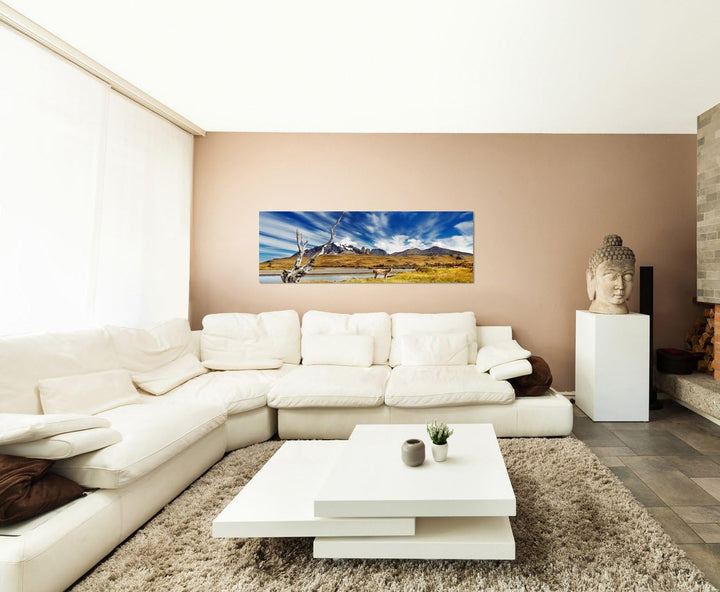 Paul Sinus Art Panoramabild auf Leinwand und Keilrahmen 120x40cm Chile Patagonien Nationalpark Lands