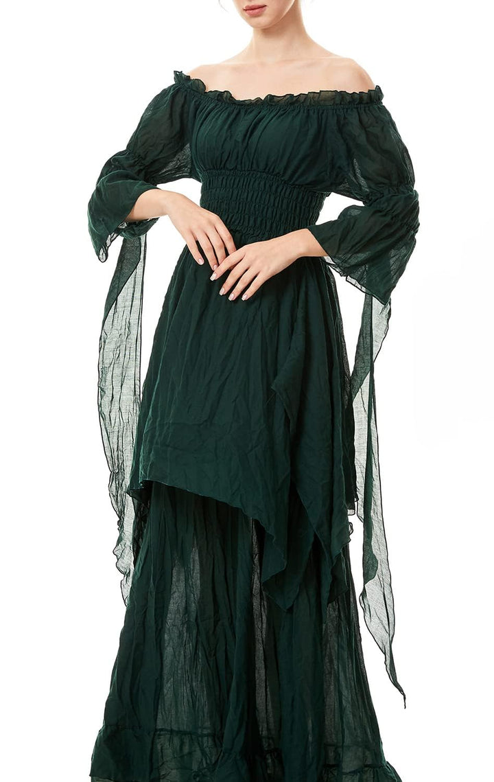 Halloween Kostüm Damen Renaissance Retro Gothic Viktorian Halloween Karneval Party Cocktailkleid Grü