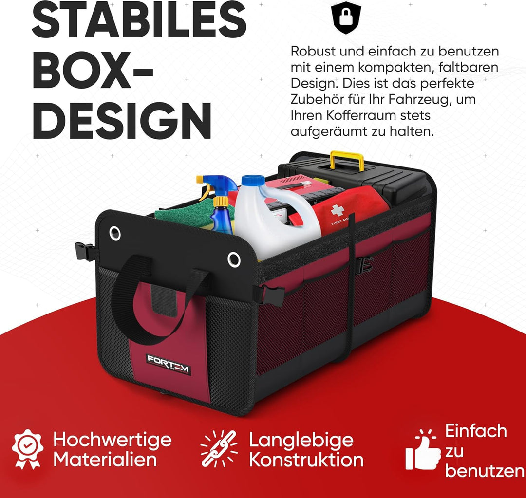 FORTEM Kofferraum Organizer, Kofferraumtasche, Zusammenklappbarer Auto Organizer Kofferraum mit Fäch