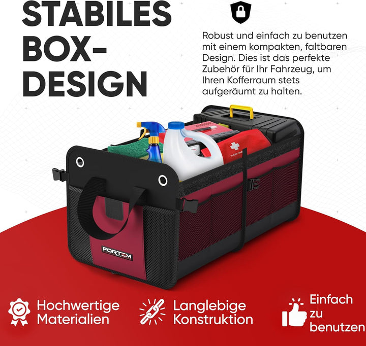 FORTEM Kofferraum Organizer, Kofferraumtasche, Zusammenklappbarer Auto Organizer Kofferraum mit Fäch
