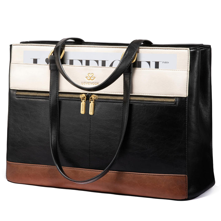 LOVEVOOK Handtasche Damen Gross, 17,3 Zoll Laptoptasche Retro-Leder Arbeitstasche Aktentasche, Leich