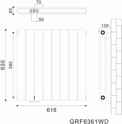 ELEGANT Design Heizkörper 630x616mm Doppellagig Badezimmer/Wohnraum Seitenanschluss Weiss Flachheizk