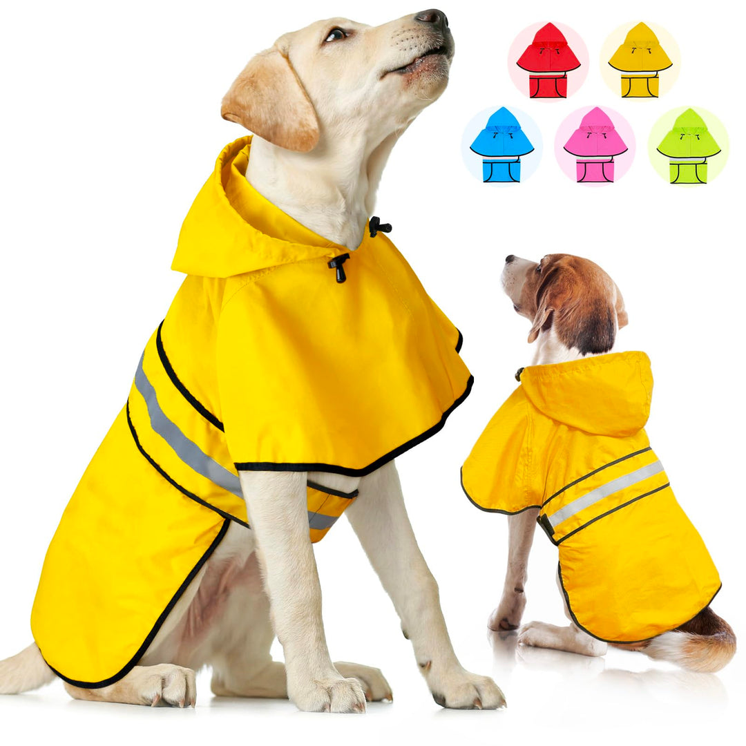 Weesiber Regenmantel Hund - Reflektierender Hunderegenmantel Wasserdicht, Verstellbare Regenjacke Hu