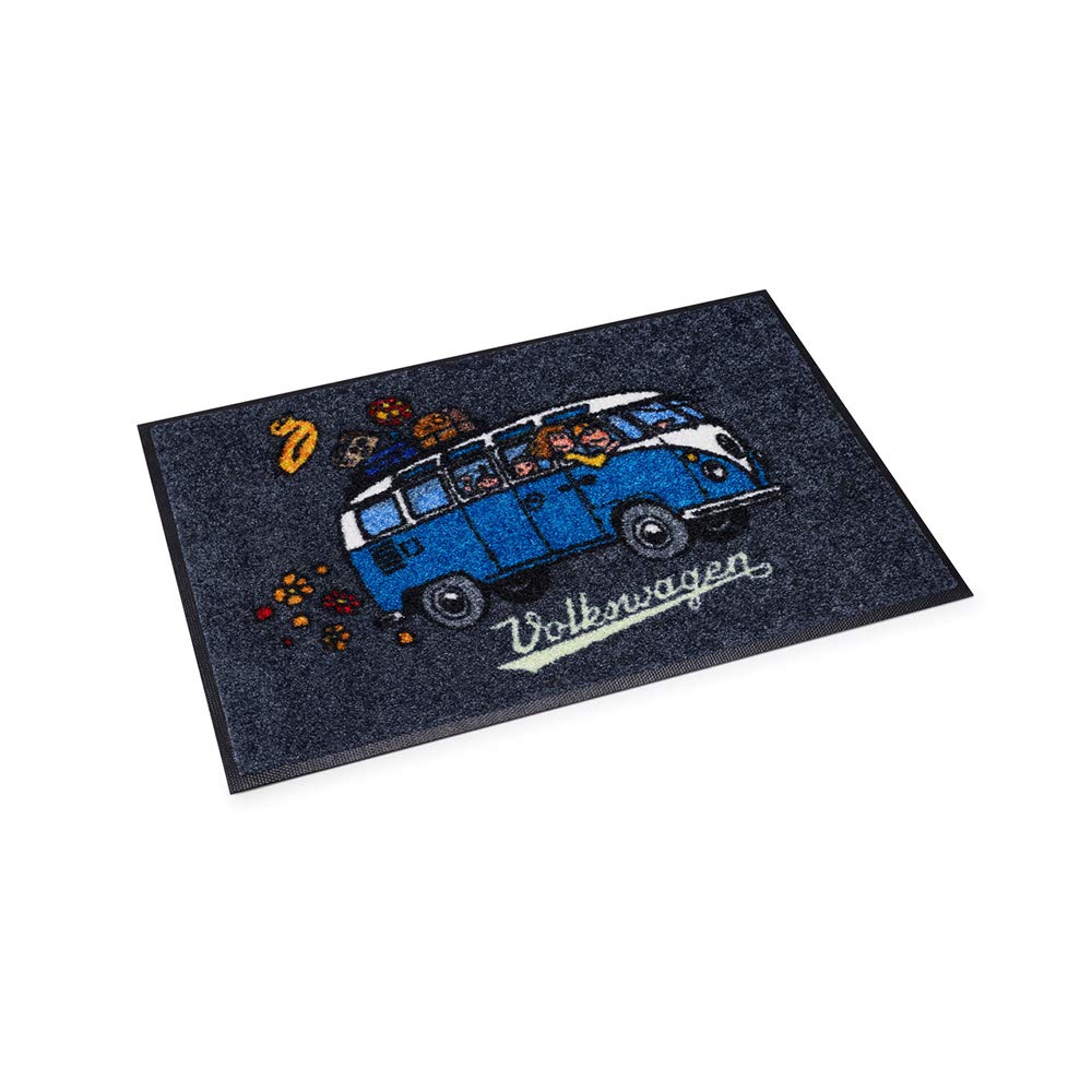 Volkswagen 1H3087703A Fussbodenmatte T1 Bulli Fussabtreter Läufer, schwarz/blau