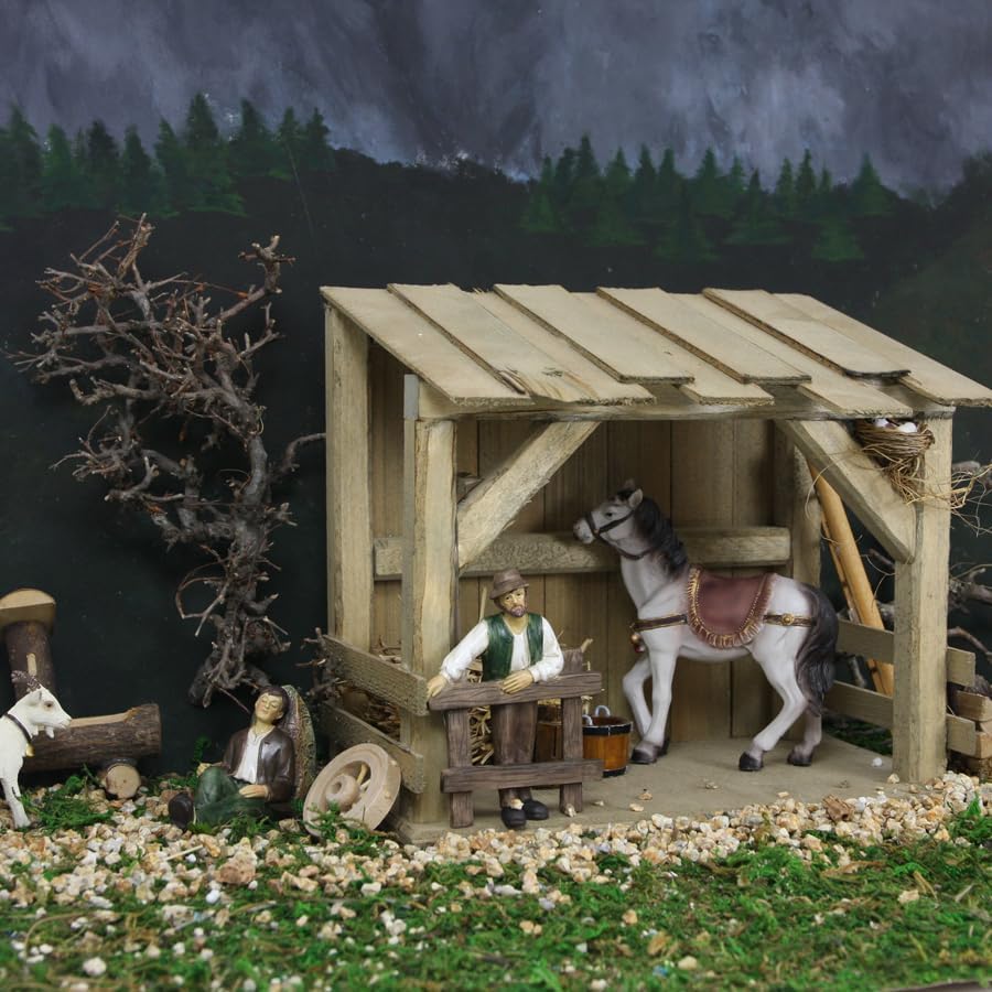 FADEDA Stall Hammersee/Höhe:21 cm/handbemalt/detailgetreue Krippen Figuren - Weihnachten Tisch Dekor