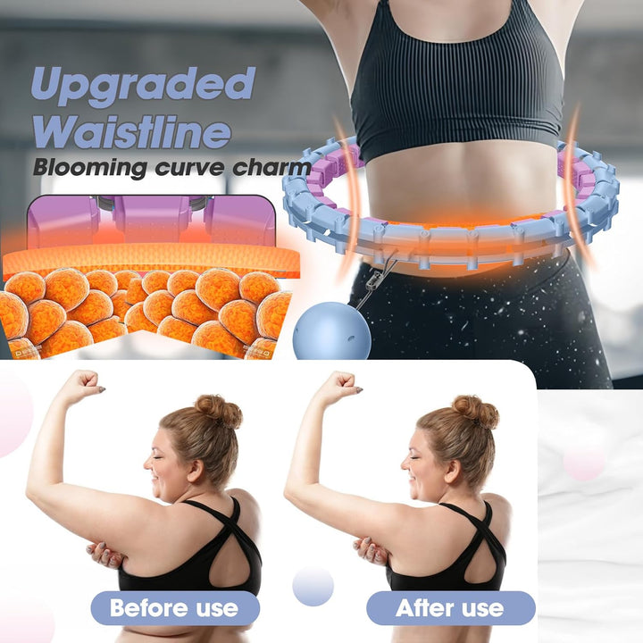 Smart Hoop Reifen Erwachsene mit Gewicht Kugel，32 Knoten Umfang (57-165cm) Abgebauter Fitnessreifenl