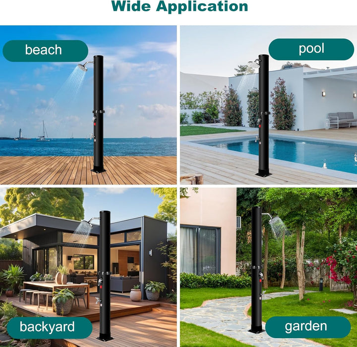 Gartendusche 40 Liter Solardusche Aussendusche mit Drehbarer Regenduschkopf und Wasserhahn, Pooldusc