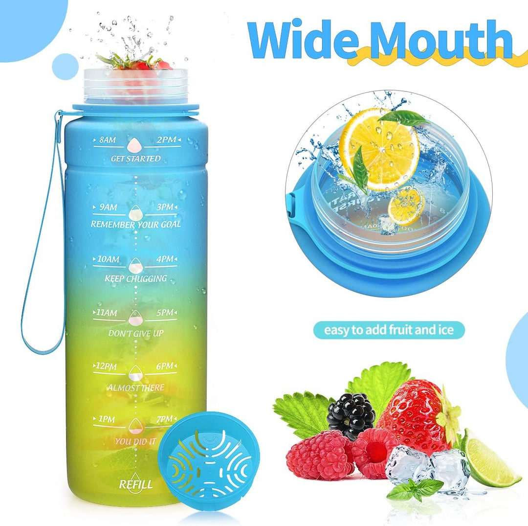 Coolfel Sport Trinkflasche 2l, 1,5l, 1l, 700ml, 500ml Trinkflasche Kinder Auslaufsicher, Motivierend