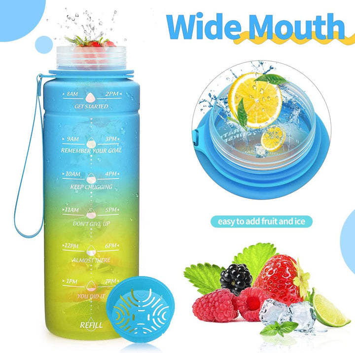 Coolfel Sport Trinkflasche 2l, 1,5l, 1l, 700ml, 500ml Trinkflasche Kinder Auslaufsicher, Motivierend