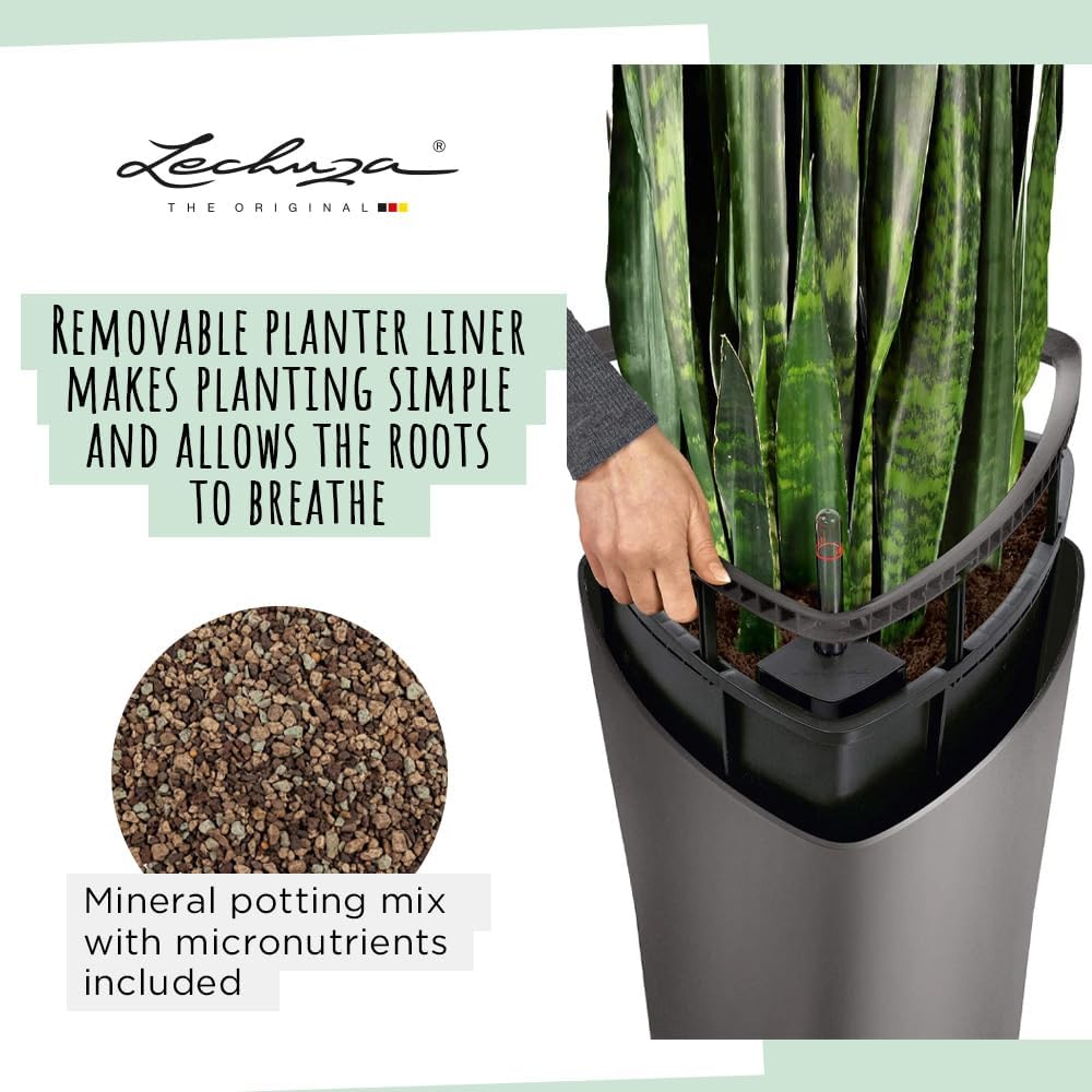 LECHUZA DELTA Premium 40 anthrazit metallic 15543 Anthrazit Metallic 39x39x75.5 cm Single, Anthrazit