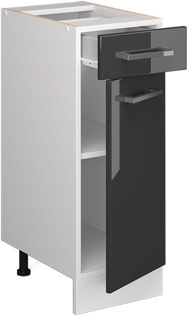 Vicco Küchenunterschrank R-Line, Anthrazit Hochglanz/Weiss, 30 cm ohne Arbeitsplatte Anthrazit Hochg
