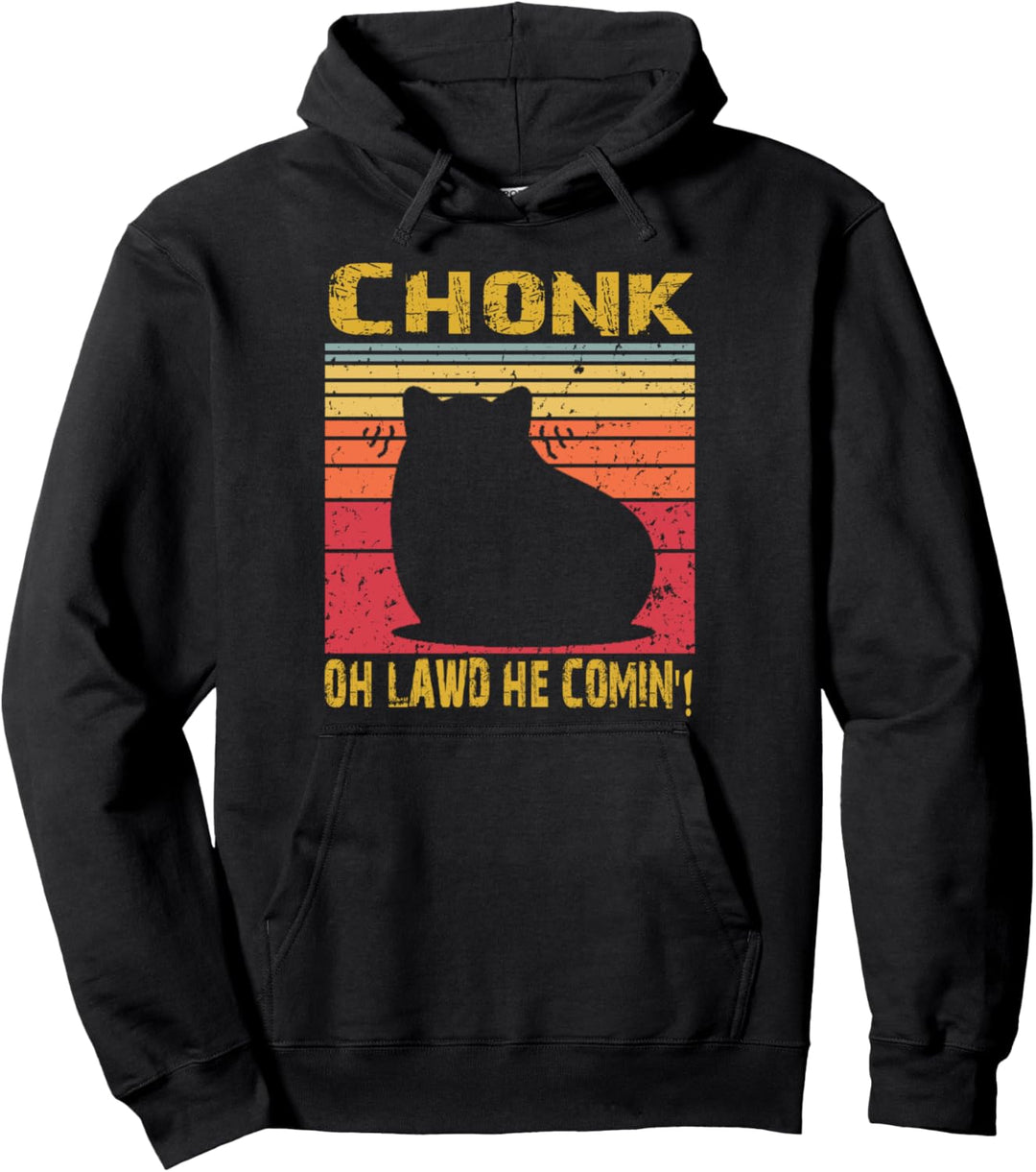 Chonk Cat Meme Funny Fat Cat Retro Vintage Katzen Design Pullover Hoodie