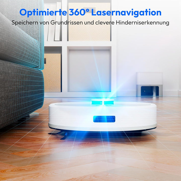 MEDION Saugroboter mit Absaugstation und Wischfunktion X22 SW+ (Lasernavigation, Starke 5000Pa Saugk