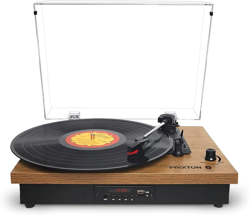 PRIXTON - Studio Vintage-Vinyl-Plattenspieler - Vinyl-Player & Konverter über Bluetooth, USB, SD, Ra