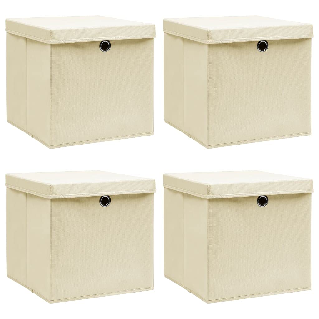 WIFESE 4 Stück Aufbewahrungsbox Mit Deckel 32X32X32 cm Faltbox Mit Fingerloch Storage Boxes Faltbare