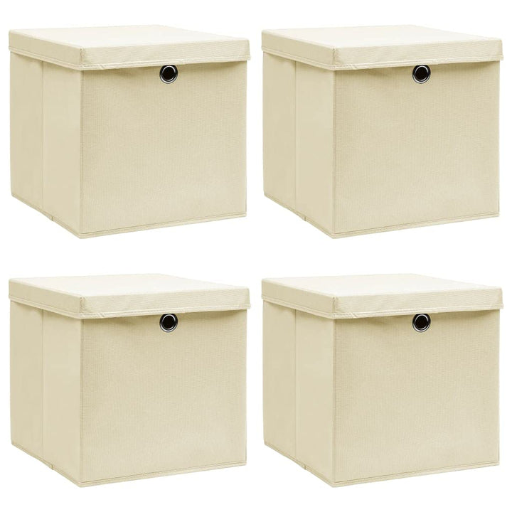 WIFESE 4 Stück Aufbewahrungsbox Mit Deckel 32X32X32 cm Faltbox Mit Fingerloch Storage Boxes Faltbare