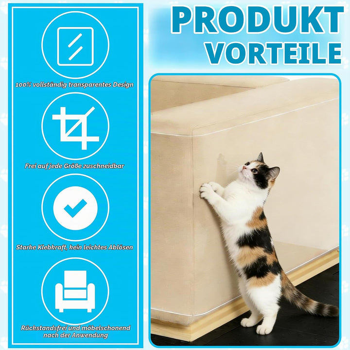 Kratzschutz Sofa Katze Transparent 5m x 42cm,Kratzfolie Katzen Selbstklebend,Flexibler Sofaschutz ge